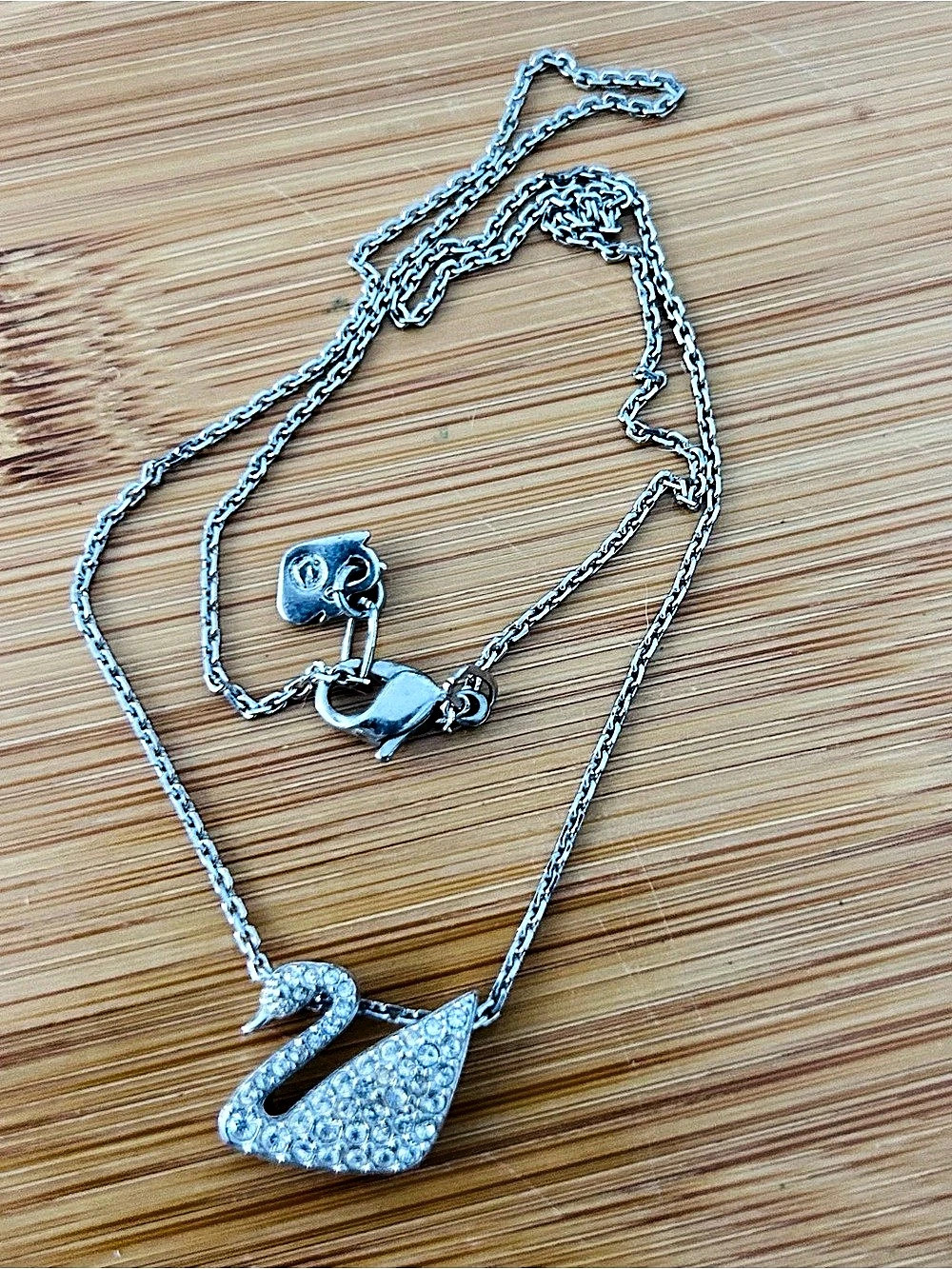 Swarovski swan pendant necklace Crystal in Silver